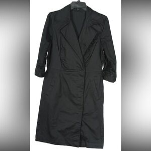 Ann Taylor Women’s Dress 6 Black A Line Wrap Pocket Button Up Stretch 3/4 Sleeve